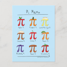 Pi Menu Cute Math Pi Day-vykort Vykort