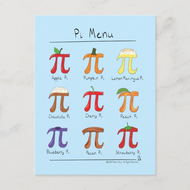 Pi Menu Cute Math Pi Day-vykort Vykort (Framsida)