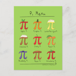 Pi Menu Cute Math Pi Day-vykort Vykort