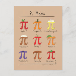 Pi Menu Cute Math Pi Day-vykort Vykort