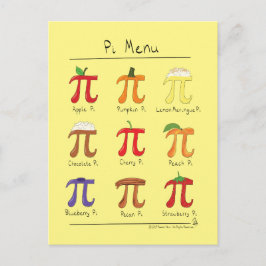Pi Menu Cute Math Pi Day-vykort Vykort