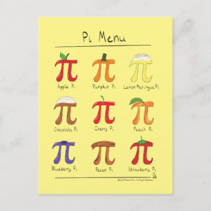 Pi Menu Cute Math Pi Day-vykort Vykort