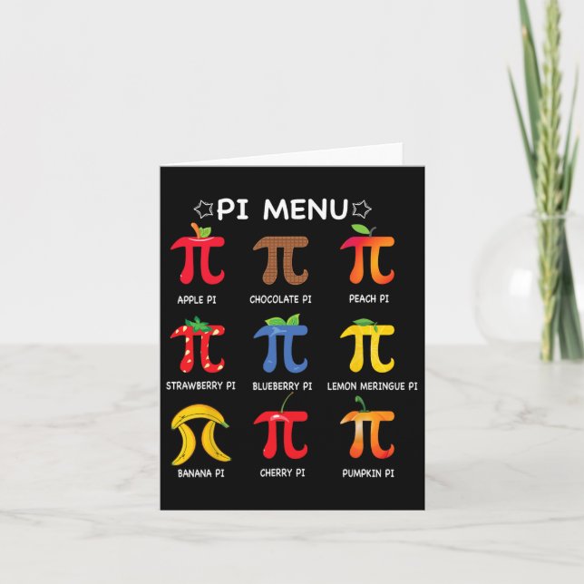 Pi Menu Math Teacher Funny Pi Day Math Teacher Kort (Framsida)