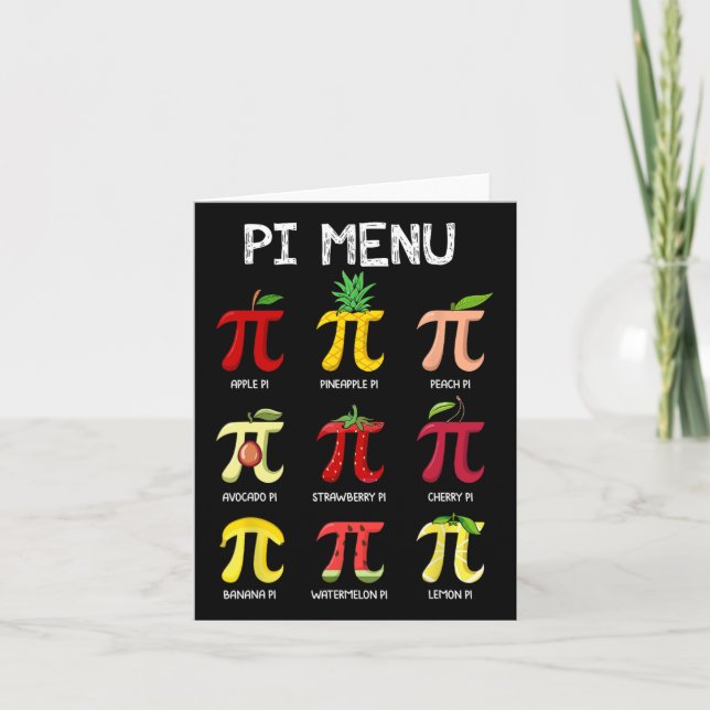 Pi Menu Paj Math Day Mathematics Math Teacher Pi S Kort (Framsida)
