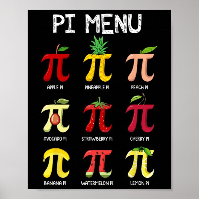 Pi Menu Paj Math Day Mathematics Math Teacher Pi S Poster (Framsidan)