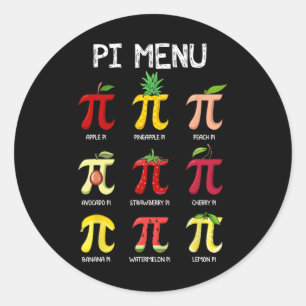 Pi Menu Paj Math Day Mathematics Math Teacher Pi S Runt Klistermärke