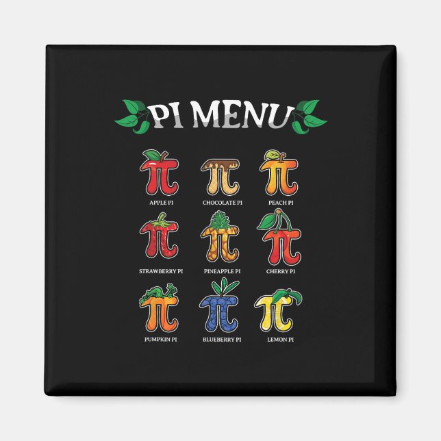 Pi Menu Pi Day 2025 3.14 Math Teacher Paj Menu Mat Magnet (Framsidan)