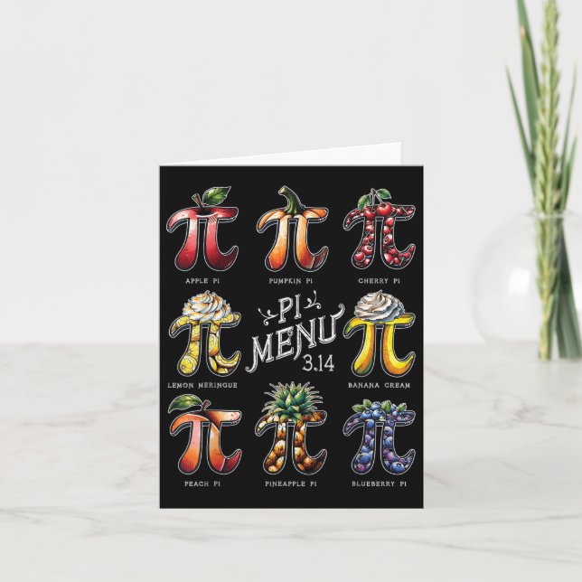Pi Menu Pi Day 3.14 Lärare i fruktmenu Paj Kort (Framsida)