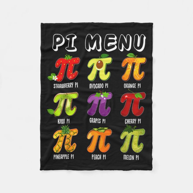 Pi Meny 3.14 Pi Symbol Rolig Frukt Lärare Barn Mat Fleecefilt (Framsidan)