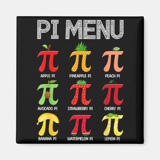 Pi Meny Frukt Glad Pi-dagen Matematiklärare Pi-sym Magnet (Framsidan)