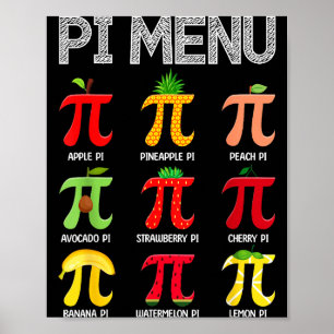 Pi Meny Frukt Glad Pi-dagen Matematiklärare Pi-sym Poster