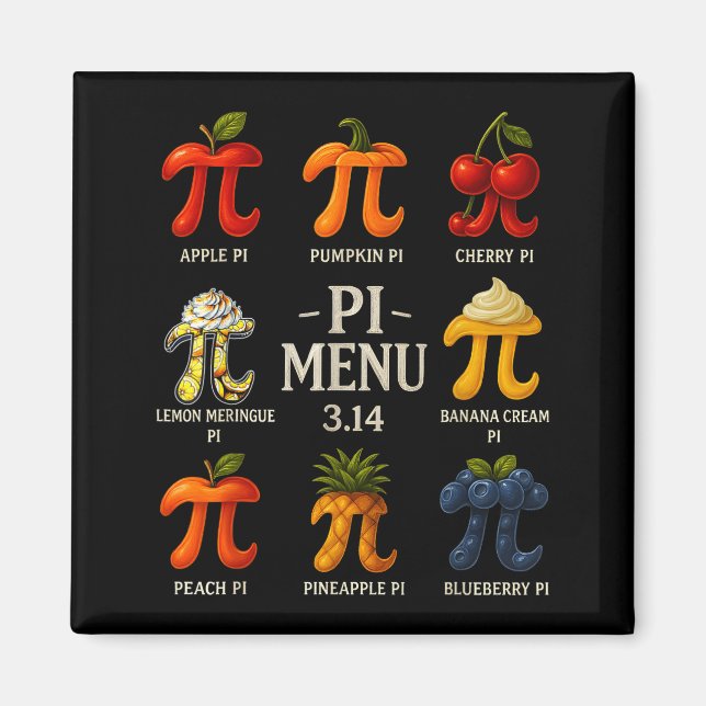 Pi Meny Pi Dag 3.14 Rolig Frukt Paj Meny Lärare  Magnet (Framsidan)
