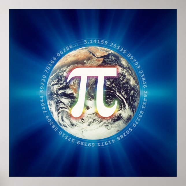 Pi Number on Earth - Math Blue poster (Framsidan)