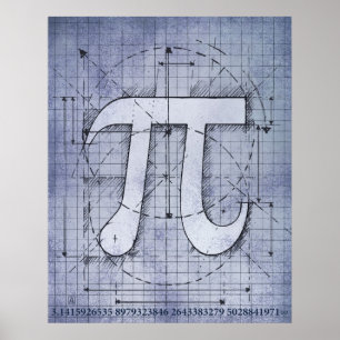 Pi Number Teckning Poster