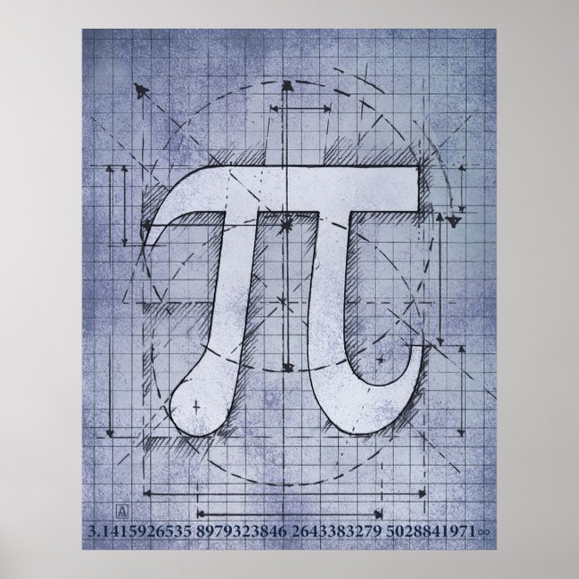 Pi Number Teckning Poster (Framsidan)