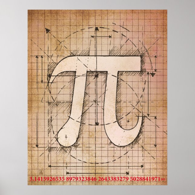 Pi Number Teckning Poster (Framsidan)