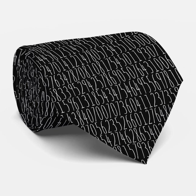 Pi Numbers Tie Black Slips (Rullad)