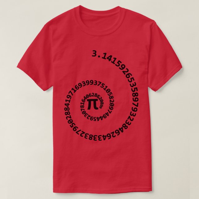 Pi-nummer 314, spiral-effektmatematiska offerter t shirt (Design framsida)