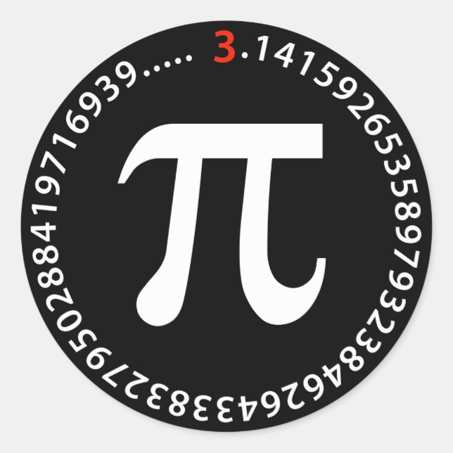 Pi-nummerdesign Runt Klistermärke (Framsida)