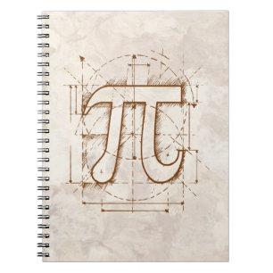 Pi numrerar teckningen anteckningsbok med spiral