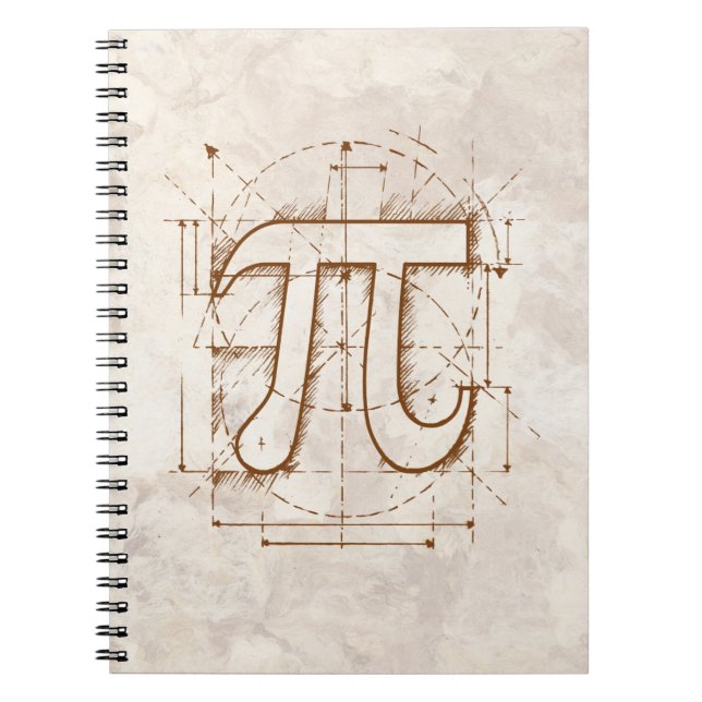 Pi numrerar teckningen anteckningsbok med spiral (Framsidan)