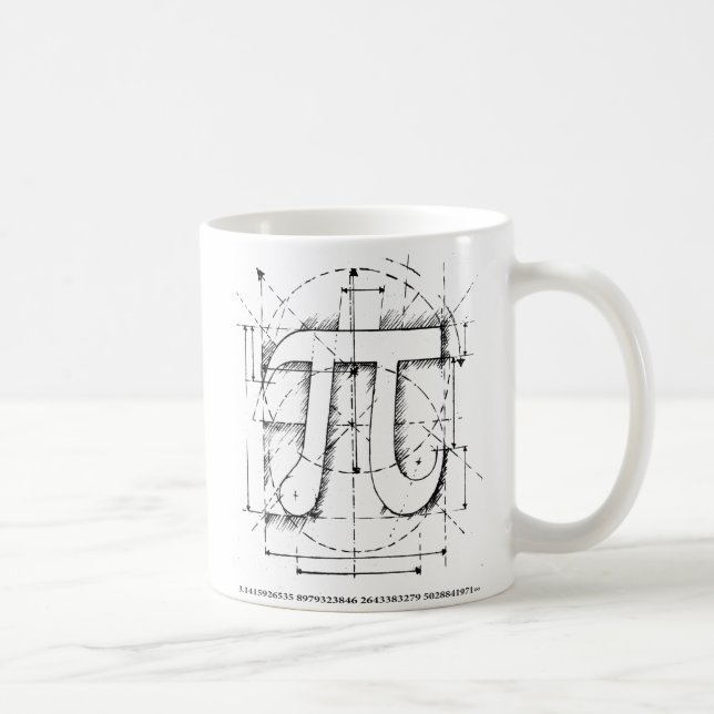 Pi numrerar teckningen kaffemugg (Höger)