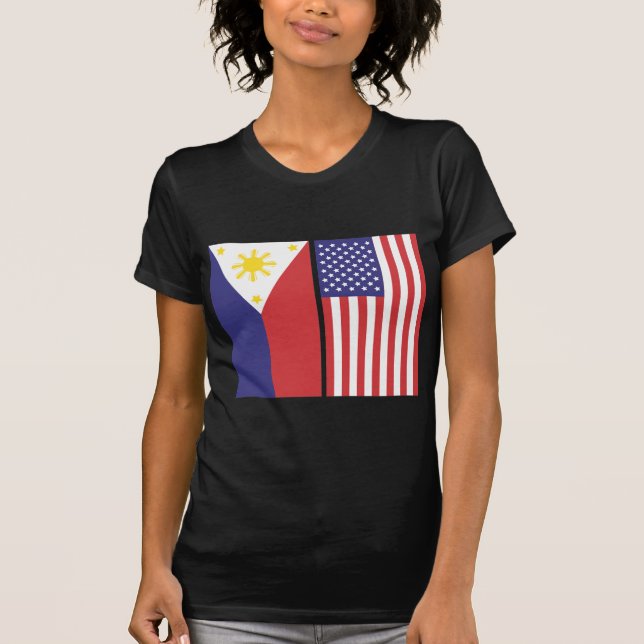 Pi- och US-flaggor Tee Shirt (Framsida)
