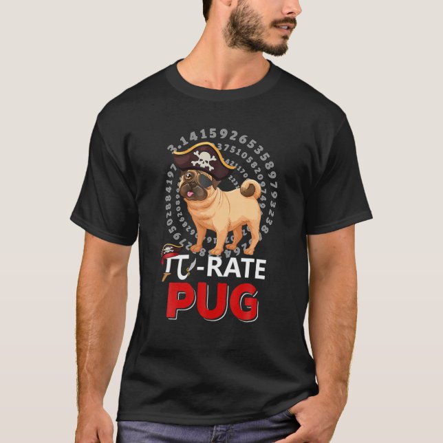 Pi-Rate Pug Lycklig Pi Day Funny Pug Hund Kärlek T Shirt (Framsida)