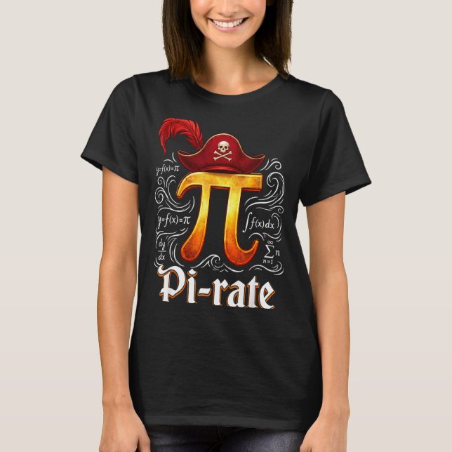 Pi Rate Science Student Matematiklärare Rolig Pi-d T Shirt (Framsida)