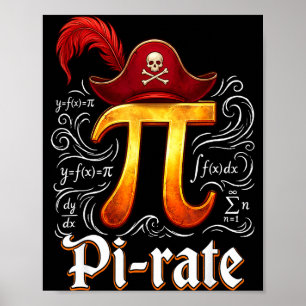 Pi Rate Vetenskap Student Matematiklärare Rolig Pi Poster