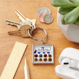 Pi Shop Keychain Fyrkantig Silverfärgad Nyckelring