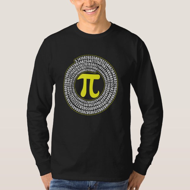 Pi Spiral-symbolens matematikens oändlighet irrati T Shirt (Framsida)