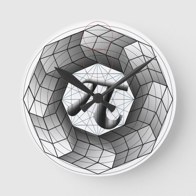 Pi Symbol π optisk Illusion-klocka för Math Älskar Rund Klocka (Framsida)
