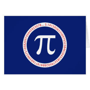 Pi-symbol i cirkel på marinblå hälsningskort