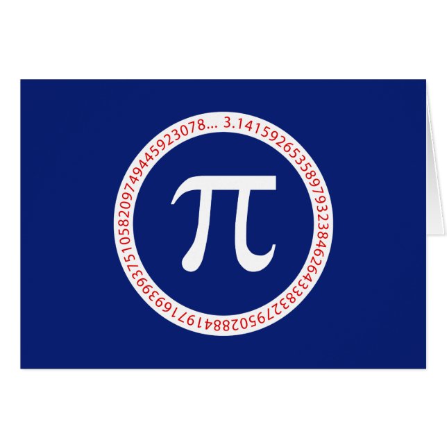 Pi-symbol i cirkel på marinblått hälsningskort (Framsidan Horizontal)