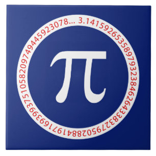 Pi-symbol i cirkel på marinblått kakelplatta