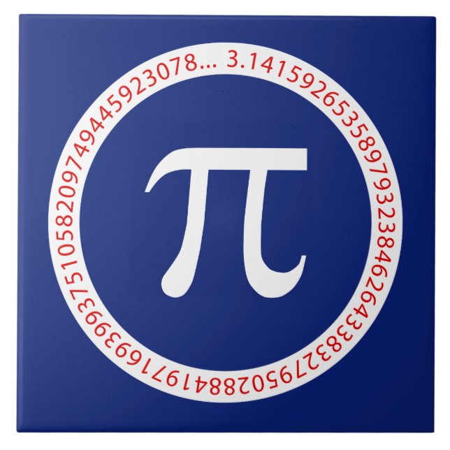 Pi-symbol i cirkel på marinblått kakelplatta (Framsidan)