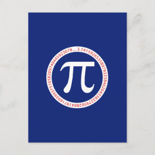 Pi-symbol i cirkel på marinblått vykort
