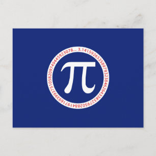 Pi-symbol i cirkel på marinblått vykort
