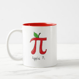 Pi Symbol Math Lärare Apple Cute Funy Två-Tonad Mugg