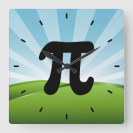 Pi Symbol-väggklocka Fyrkantig Klocka