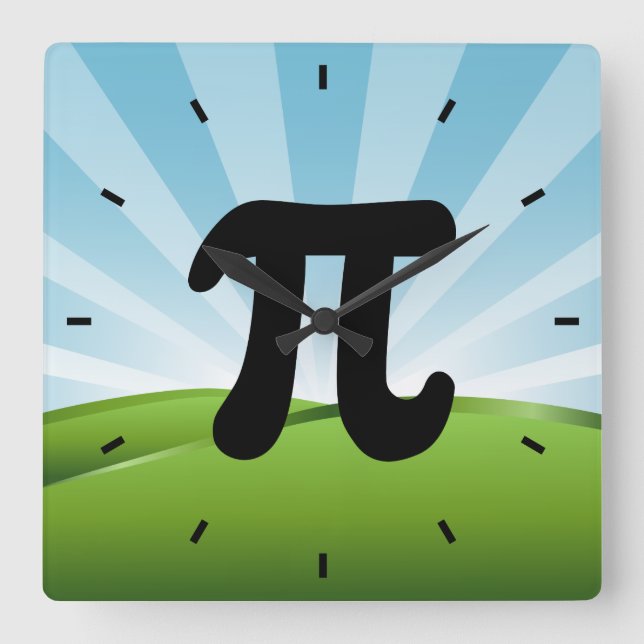 Pi Symbol-väggklocka Fyrkantig Klocka (Framsida)