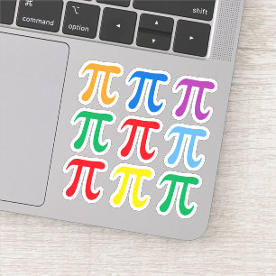 Pi-symboldekaler, uppsättning med nio i många f klistermärken