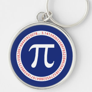 Pi-symbolet cirklar in på marinblått rund silverfärgad nyckelring