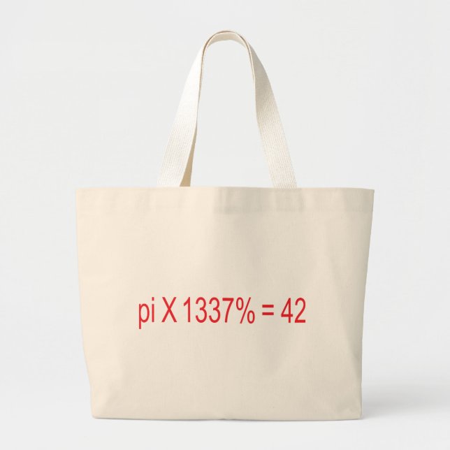 pi X 1337% = 42 Large Tote Bag Jumbo Tygkasse (Framsidan)