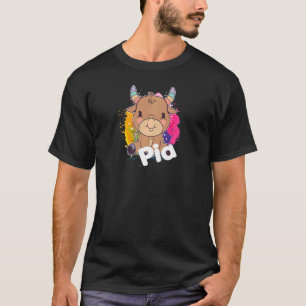 PIA BeSnyval Flicka namn med den vackra lilla Cow T Shirt