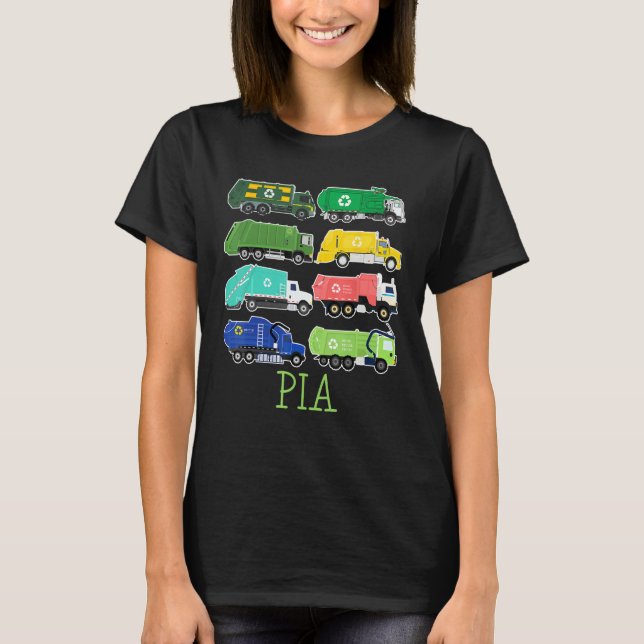 Pia Trash Truck For Kids Collector Ecologist Garba T Shirt (Framsida)