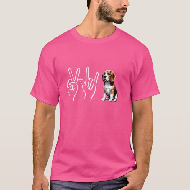 Piace Kärlek Beagle Funny Beagle Hund älskare & Ow T Shirt (Framsida)