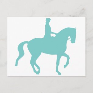 Piaffe Dressage Horse and Rider (teal) Vykort