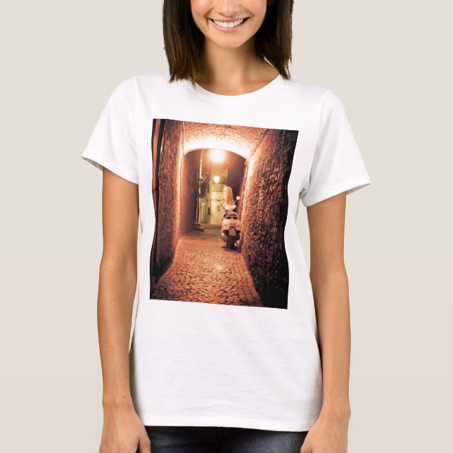 Piaggio sparkcykel i italien tee shirt (Framsida)